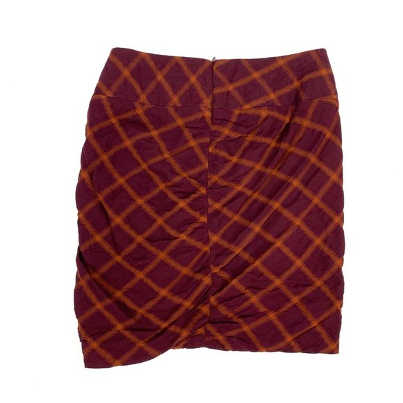 Birgitte Herskind Zaba Skirt Burgundy Plaid Asymmetrical Mini - Picture 6 of 9
